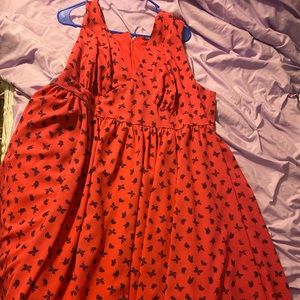 Pink  flow dress with black butterflies